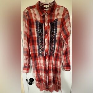 AK Studio Plaid High-Low Dress